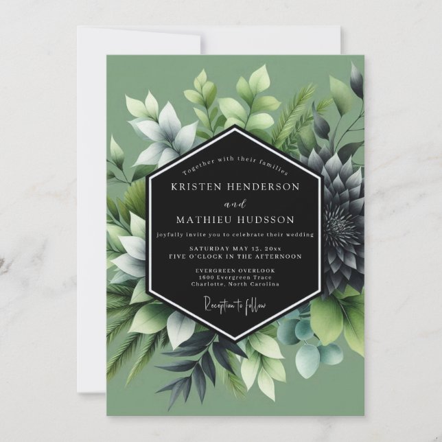 Convites Casamento de Suculentas Sage Luxuriantes (Frente)