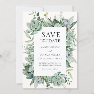 Convites Casamento de Suculente e Eucalyptus Salve a Data
