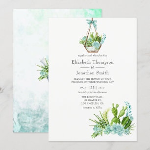 Convites Casamento de Suculentes Terbários de Vidro Aquoso