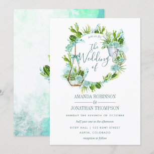 Convites Casamento de Suculentes Terbários de Vidro Aquoso