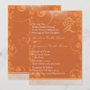 Convites Casamento de Sujidade Mini Orange Kanji Amor