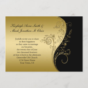 Convites Casamento de Sujoulas Douradas e Negras