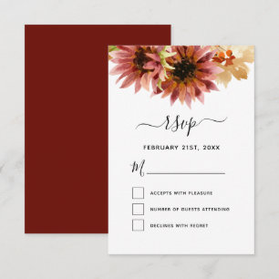Convites Casamento de Sunflower Burgundy