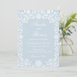 Convites Casamento de Talavera de Flocos de Neve Azul Gelo