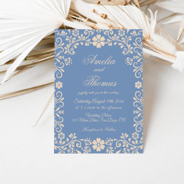 Convites Casamento de Talavera Mexicana Azul Empoeirado