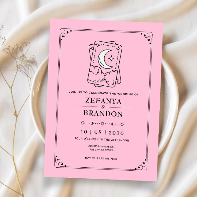 Convites Casamento de tarot rosa  (Criador carregado)