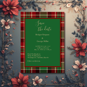 Convites casamento de tartan celta escocês vermelho-verde