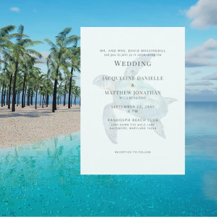 Convites Casamento de Tartaruga Marinha com Luz Tropical Es