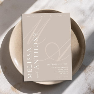 Convites Casamento de Taupe Minimalista Moderno Elegante