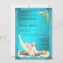 Convites Casamento de Teal Blue Aqua Turquoise Seashell