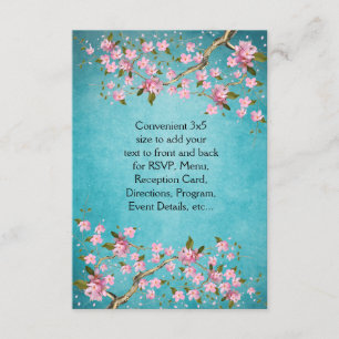 Convites Casamento de Teal Blue Pink - Cereja Japonesa
