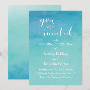 Convites Casamento De Teal & Blue Watercolor Que Você É Con