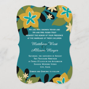 Convites Casamento de Teal Tropical Floral