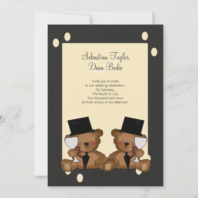 Convites Casamento de Teddy Bear Grooms (Frente)