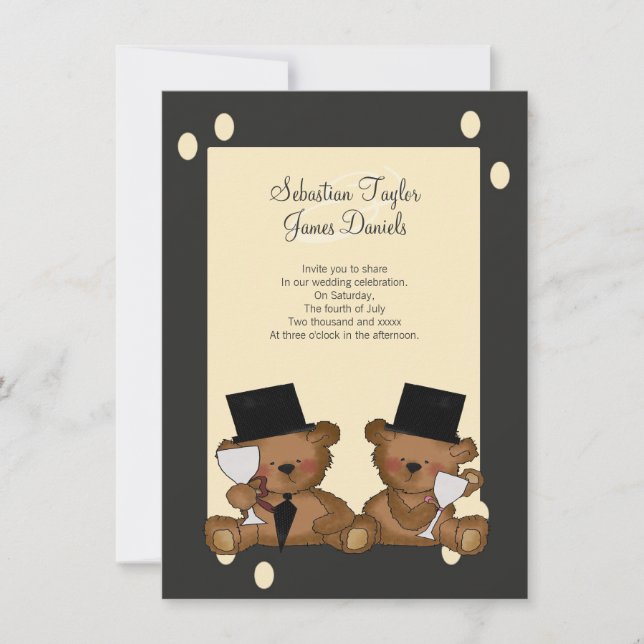 Convites Casamento de Teddy Bear Grooms (Frente)