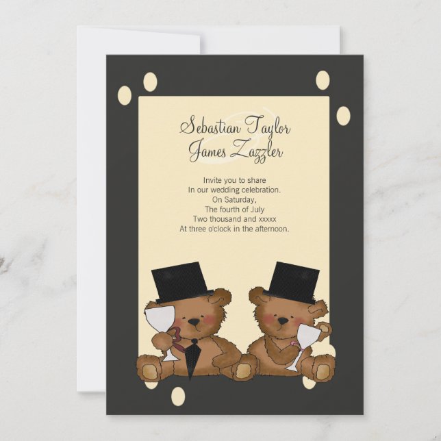 Convites Casamento de Teddy Bear Grooms (Frente)