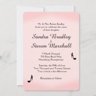 Convites Casamento de Tema Música Rosa