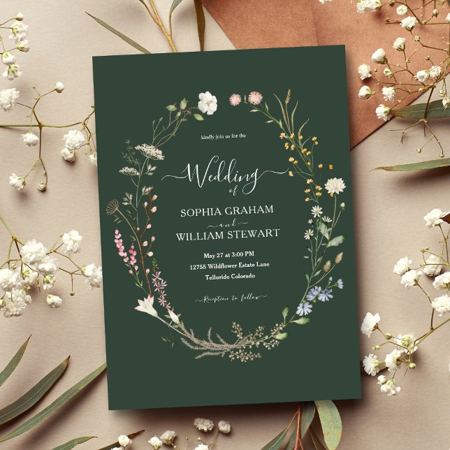 Convites Casamento de Tema Rustic Dark Green (Criador carregado)