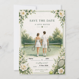 Convites Casamento de Tênis Save the Date Elegante Quadra I