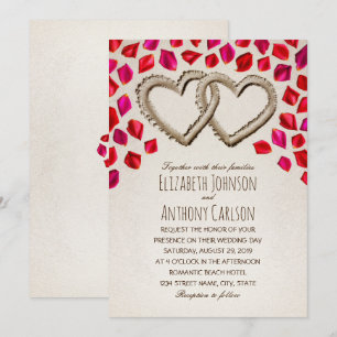 Convites Casamento de Teores de Areia Rosa Petal de Praia Ú