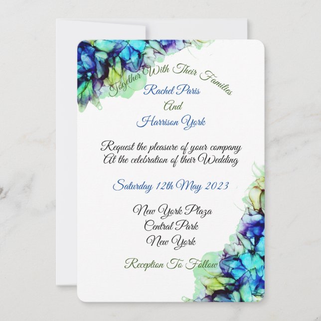 Convites Casamento de Tera Azul-Turquesa Moderno (Frente)