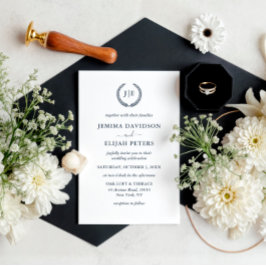 Convites Casamento de Terra do Monograma de Fenda do Script