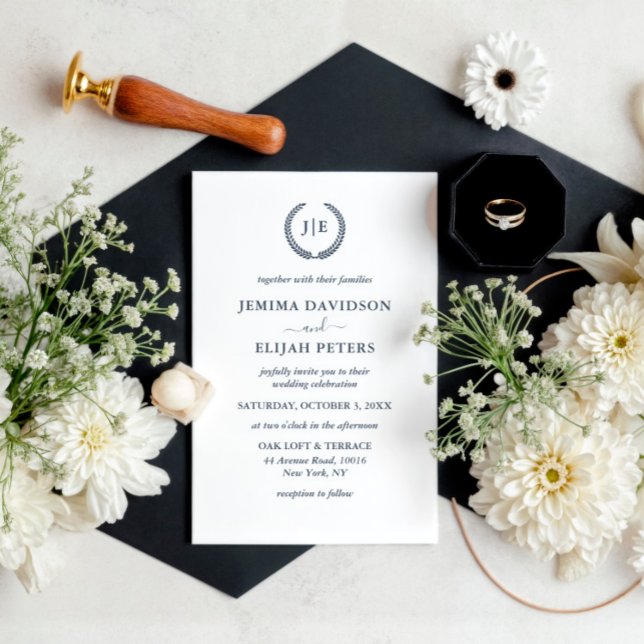 Convites Casamento de Terra do Monograma de Fenda do Script (Criador carregado)