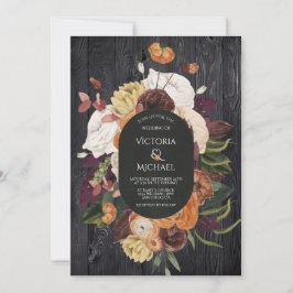 Convites Casamento de terra flórida do outono de madeira ne