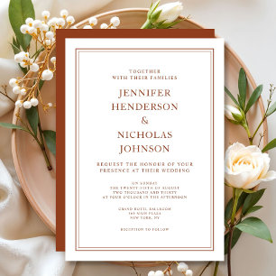 Convites Casamento de Terracota Clássico Formal Elegante