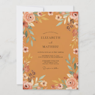 Convites Casamento de Terracota com Flor Silvestre Meadow