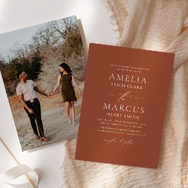 Convites Casamento de Terracota com Letra Moderna e Elegant
