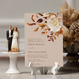 Convites Casamento de Terracota em Aquarela Moderna de Outo