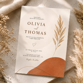 Convites Casamento de Terracota em Tons Terrosos Boho Moder