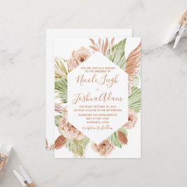 Convites Casamento de terracota floral Boho, palmeira e pam