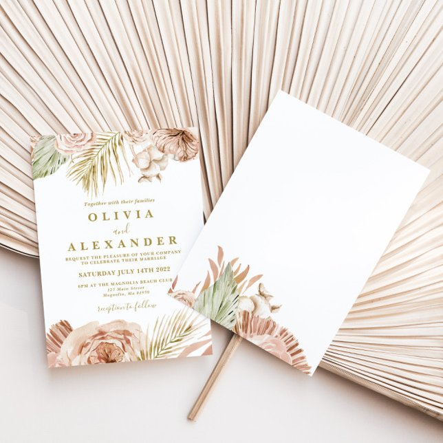 Convites Casamento de terracota floral tropical boho e palm (Criador carregado)