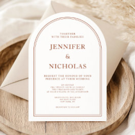 Convites Casamento de Terracota Formal Clássico Elegante