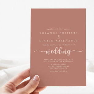 Convites Casamento de Terracotta com Caligrafia Minimalista