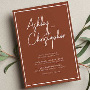 Convites Casamento de Terracotta com Script de Tipografia M