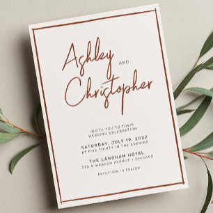 Convites Casamento de Terracotta com Script de Tipografia M