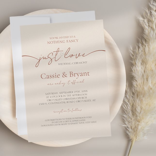 Convites Casamento de Terracotta com Script Moderno Simples (Elegant Minimalistic Terracotta Wedding Invitation)