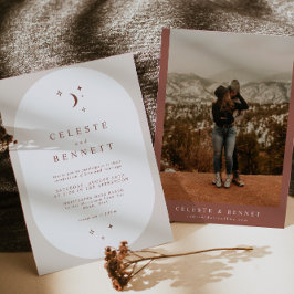 Convites Casamento de Terracotta de Boho Moon & Stars