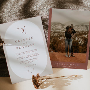 Convites Casamento de Terracotta de Boho Moon & Stars