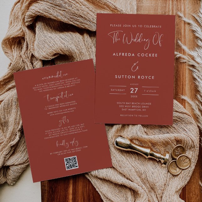 Convites Casamento de Terracotta Elegante e Moderno (Criador carregado)