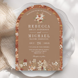 Convites Casamento de Terracotta Floral de Beige de Floral