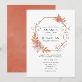 Convites Casamento de Terracotta Geométrico Watercolor