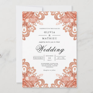 Convites Casamento de Terracotta Lace Border