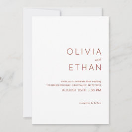 Convites Casamento de Terracotta Minimalista