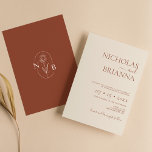 Convites Casamento de Terracotta Minimalista Moderno<br><div class="desc">Convocação de Casamento de Terracotta Moderna e Minimalista. Monograma atrás.</div>