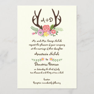 Convites Casamento de terras arborizadas e monogramas com f