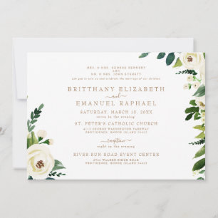 Convites Casamento de Texto Dourado dos Pais Branco Simples